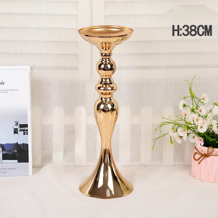 38cm gold Металлический подсвечник, железный подсвечник, свадебные аксессуары, обеденный стол, семейные свадебные украшения, centros de mesa para boda - Цвет: 38cm gold