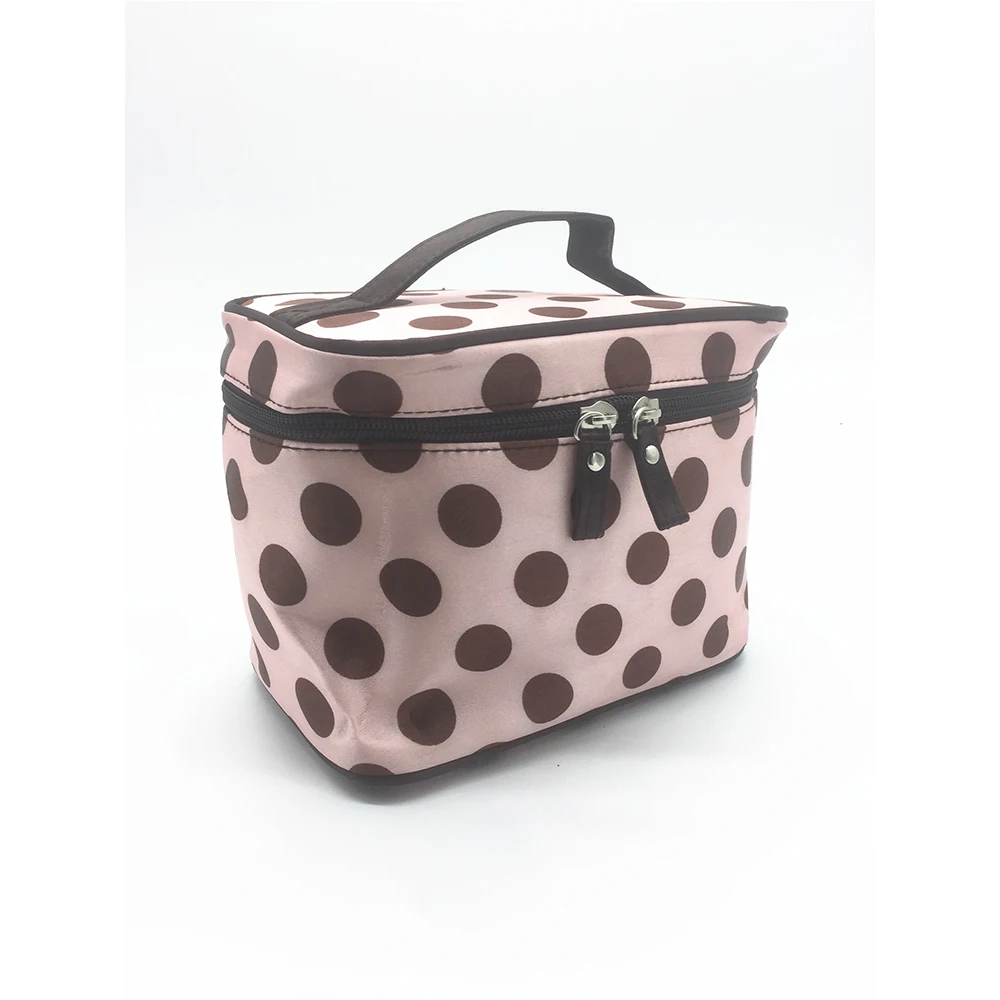 WOMENS COSMETIC ORGANIZER BAG FOR MAKE UP BIG DOTS CLASSIC DESIGN 5 COLORWAY PORTABLE SOFT BOX MIRROR RBAGS