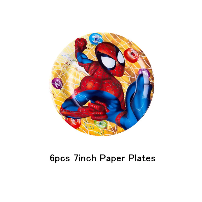 На тему Человека-паука, вечерние принадлежности для мальчиков, одноразовая посуда, бумажные стаканчики, тарелки, салфетки, баннер, скатерть, детский душ, семейные вечерние - Цвет: 7 inch Plate(6pcs)