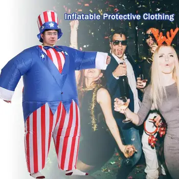 

Inflatable Patriotic Uncle Sam Cosplay Costume Clothing For Independence Day Decoration Jumpsuit Inflated Garment Party