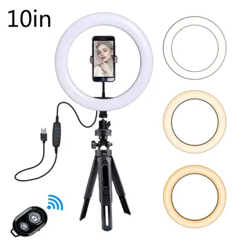 

LED Video Ring Light 10 Inch Selfie Ringlight with Tripod Phone Holder Remote for Video Live Makeup Photography Lighting 319#2