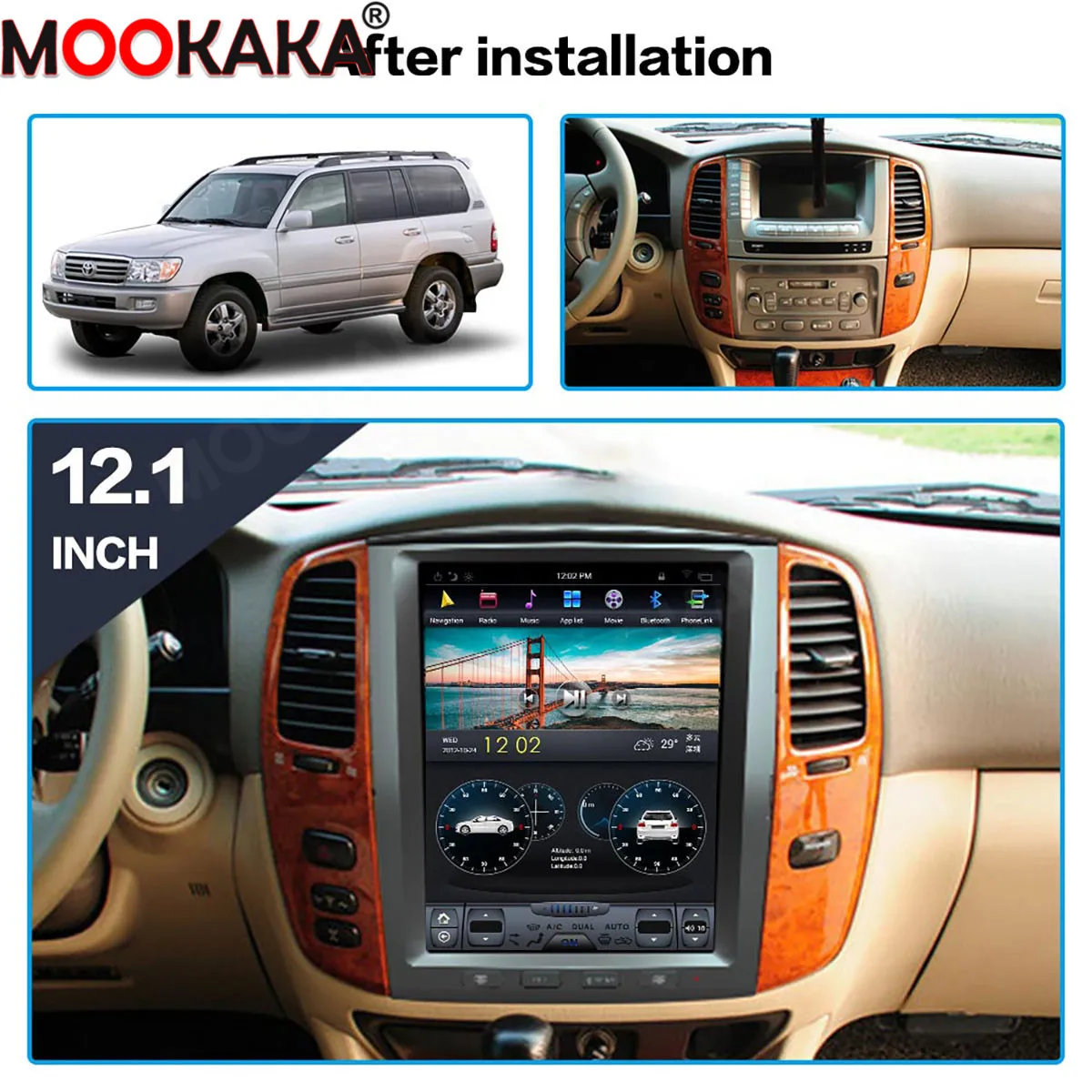GPS навигатор на платформе Android 9 0 с вертикальным экраном для Lexus LX470 Toyota LC100 2002 2007