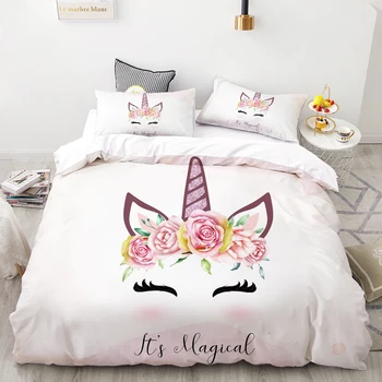 

3D Cartoon Bedding Set for Kids/Baby/Children/Girl,Duvet Cover Set Custom/Europe/King,Quilt/Blanket Cover Set Unicorn Crown
