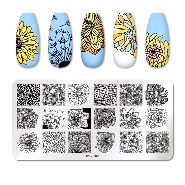 PICT YOU 6cm * 6cm Square Leopard Nail Stamping Plates Animal Patterns Stencil Tools Stainless Steel Nail Art Stamp Design