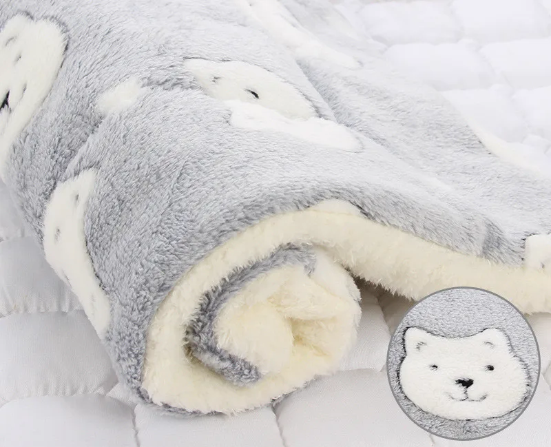 Мягкая фланелевая утолщенная мягкая флисовая подкладка для питомца, одеяло для кровати, коврик для щенка, собаки, кошки, дивана, подушка для дома, коврик для сна, сохраняющий тепло - Цвет: Gray
