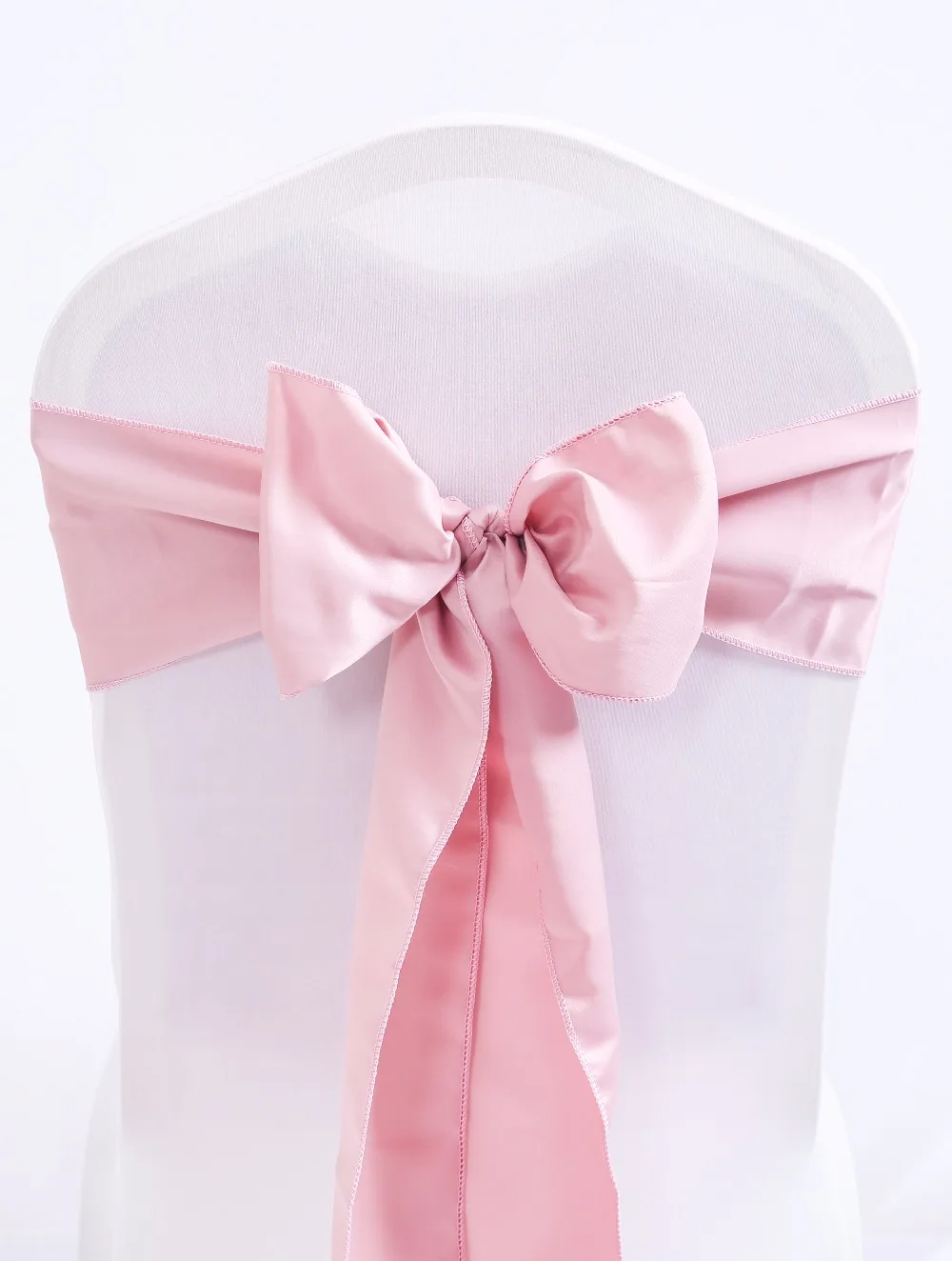 

25Pcs 17x275cm Chair Sashes Blush pink Premium Satin Chair Cover Sash Bow Wedding Party Banquet Decor Chair Sashes