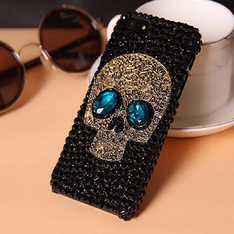 Luxury fashion diamond phone case for iphone 11 PRO MAX 7 6 6s 8 plus XR X XSMAX cases PC bottom metal skull coques back cover |