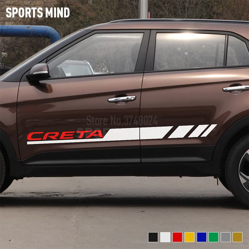 1 Pair For Hyundai Creta Ix25 Exterior Accessories Car Door Side Stripe Car Sticker Decal Automobiles Car Styling
