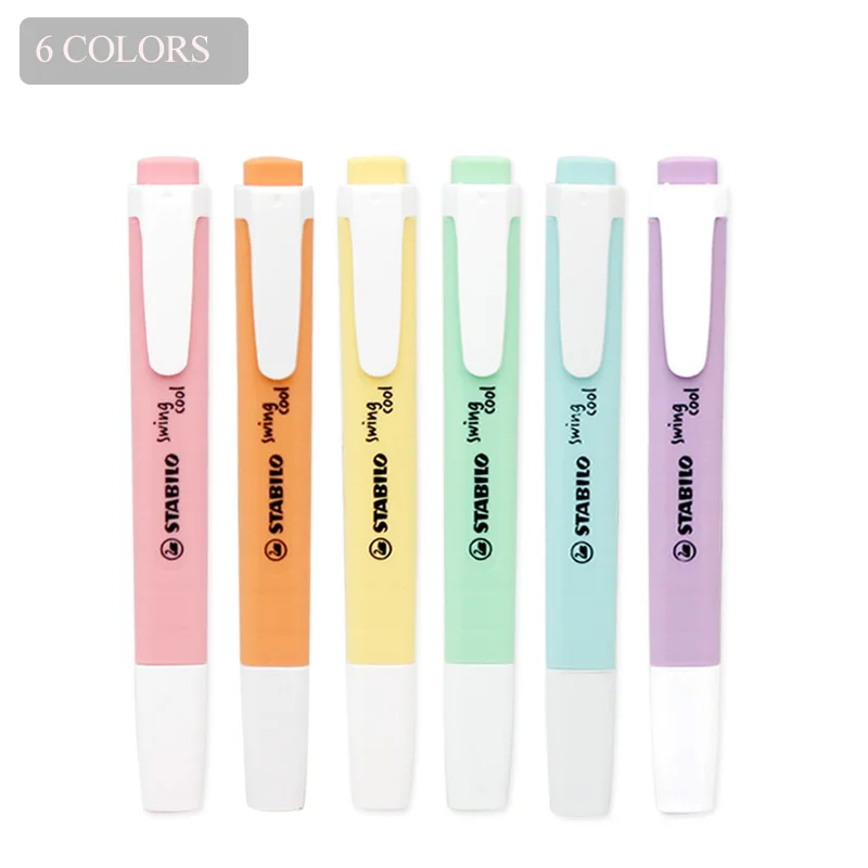 6 Colors Stabilo swing cool pastel хайлайтер, маркер Macarons цвета в упаковке 6 цвета в ассортименте - Цвет: 6 Colors