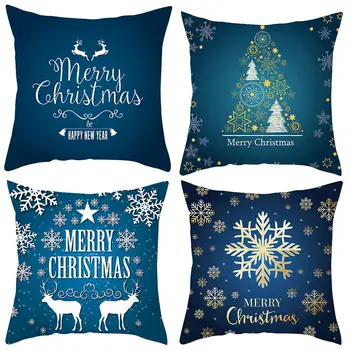 

Snowflake Elk Antlers Snowman Cushion Cover Pillow Case Car Sofa Xmas Decor