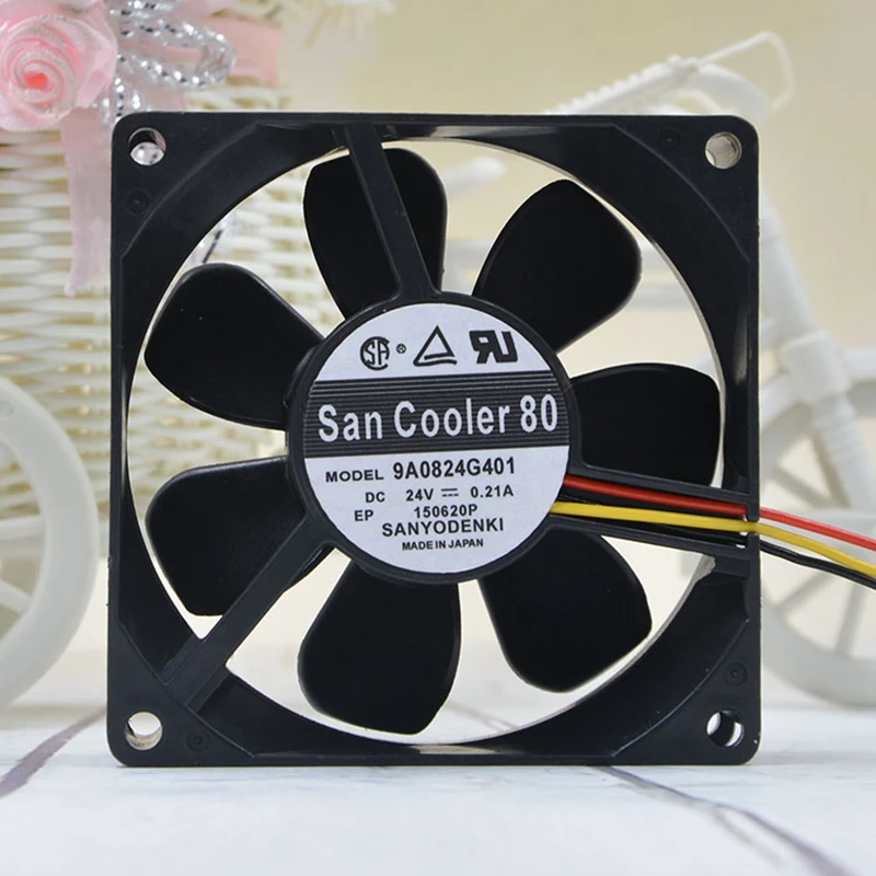 Sanyo 9A0824G401 8025 8 см 80 мм 24 В 0.21A двойной шарикоподшипник вентилятора