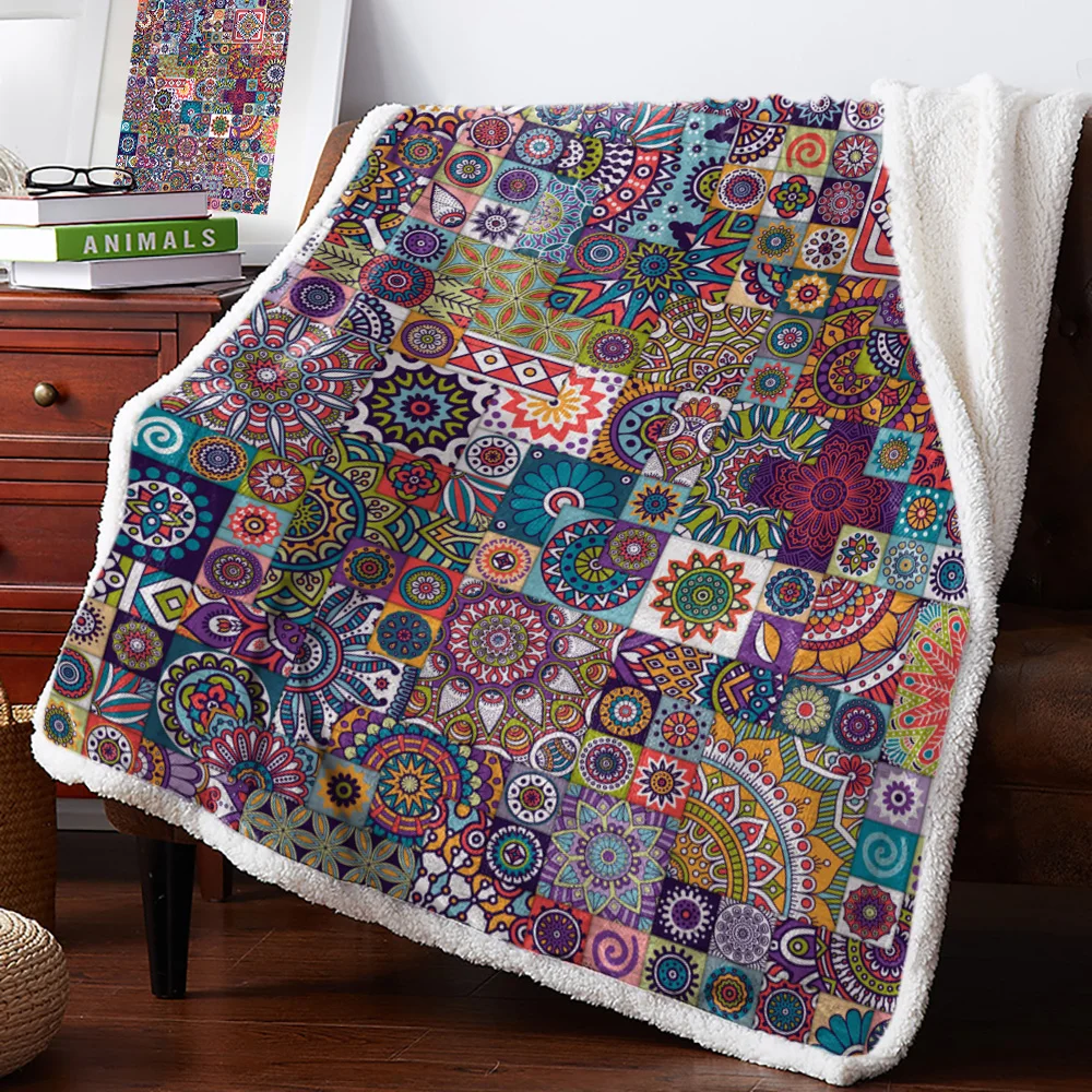 Цветное текстурное тотемное мягкое одеяло s для кровати офиса дивана плюшевое лоскутное покрывало Прямая