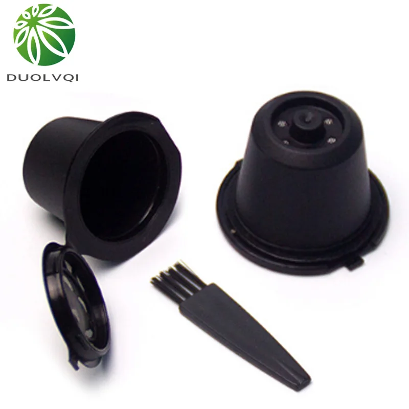 Многоразовые капсулы для кофе Nespresso Duolvqi 2 шт./лот с 1 пластиковой ложкой и щеточным