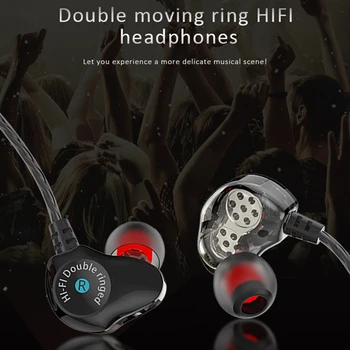 

D6 3.5mm In-ear Wired Earphones Sports Music Headphones Quad-core Double Moving Circle Subwoofer Headset For Phones MP3 Tablet