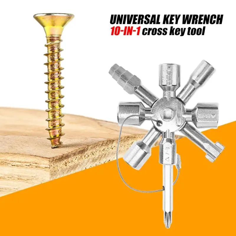 

10 in 1 Universal Multi-functional Triangle Key Wrench Plumber Triangle Cabinets Strong Sturdy Portable Hand Tool