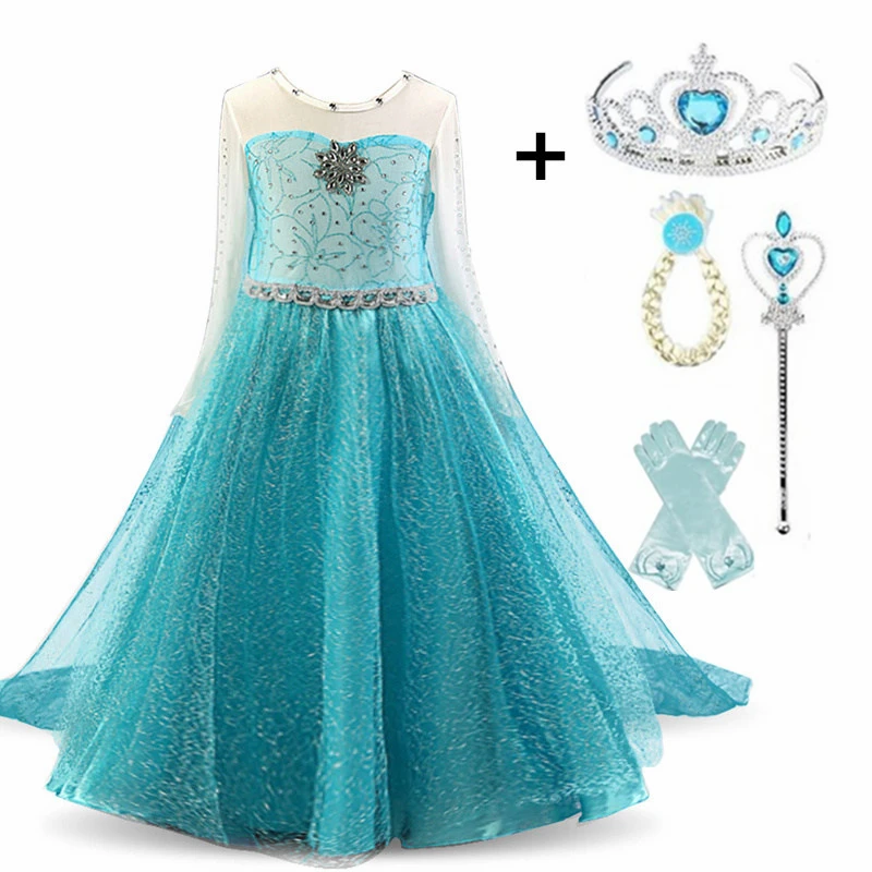 Cosplay Queen Elsa Dresses Elsa Elza Costumes Princess Anna Dress for Girls Party Vestidos Fantasia Kids Girls Clothing Elsa Set