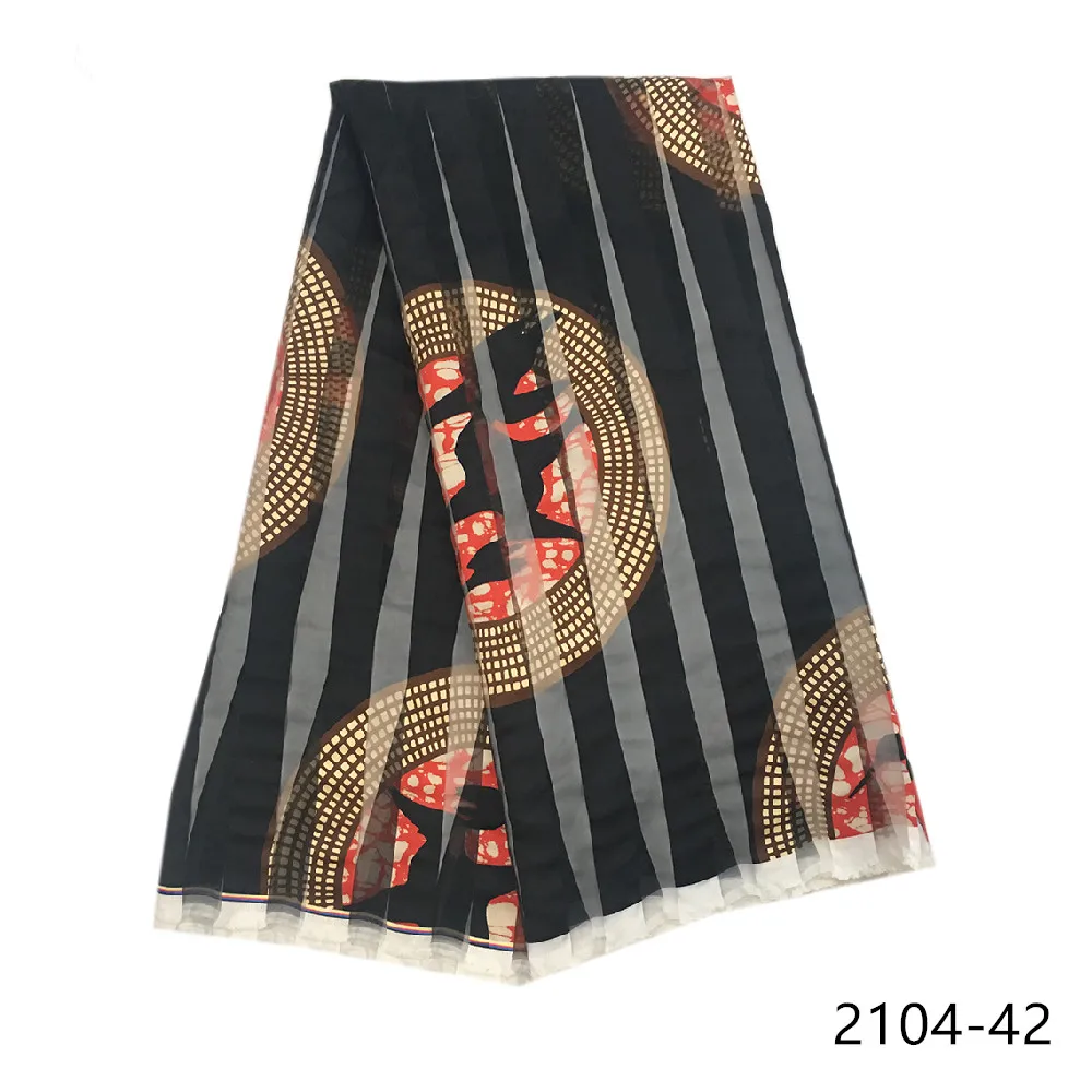 Hot Sale African Wax Prints Ribbon Fabric Silk Ribbon Chiffon Fabric 5 Yards African Ankara Fabric Prints Fabric 2104