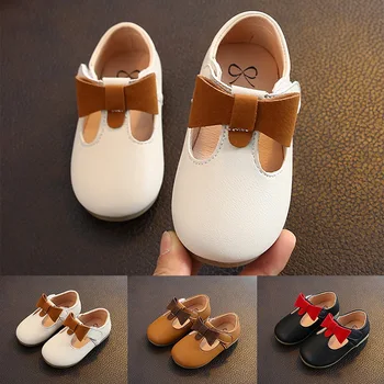 

2020 Toddler Infant Kids Baby Girls Casual Winter Bowknot Princess Party PU Leather Kids Dance Shoes With High Quality