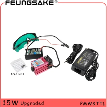 

15w laser module regulate power TTL control for cutting wood 450nm high power adjustable lens focus laser for engraving carving