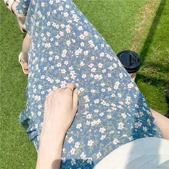 

Summer Floral Print Chiffon Skirts Womens Casual Long Skirt Korean Chic Bohemian Boho Maxi Skirt Beach Holdaiy Jupe femme