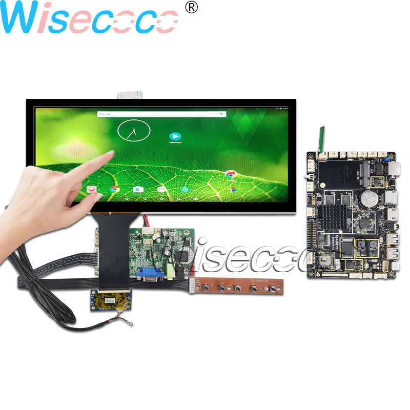 Wisecoco 12," ips ЖК-дисплей Экран 1920*720 LVDS 50 pins бар Дисплей+ WI-FI блютоотом Android Системы драйвер платы+ емкостный сенсорный экран