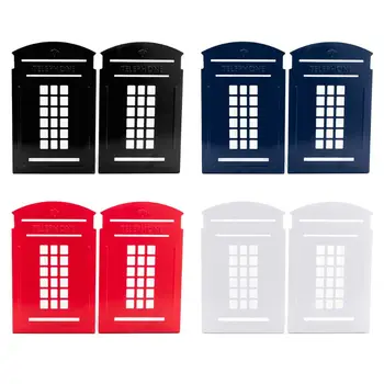 

1 Pair Telephone Booth Bookends Book Stand Support Non Slip Rack Shelf Holder N0HC