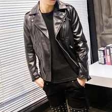 Владелец магазина крутая дизайнерская мужская куртка из искусственной кожи в Корейском стиле модное локомотивное кожаное пальто Y105