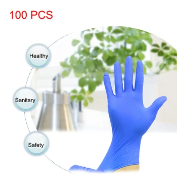 

100pcs Disposable Latex Gloves Bule Non-Slip Acid and Alkali Laboratory Rubber Latex Gloves Household Cleaning Products