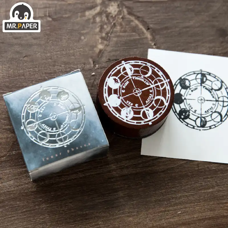 Mr Paper 8 видов конструкций Planet Moon деревянные марки резиновый Vntage для скрапбукинга деко DIY ремесло стандартная деревянная печать канцелярские товары