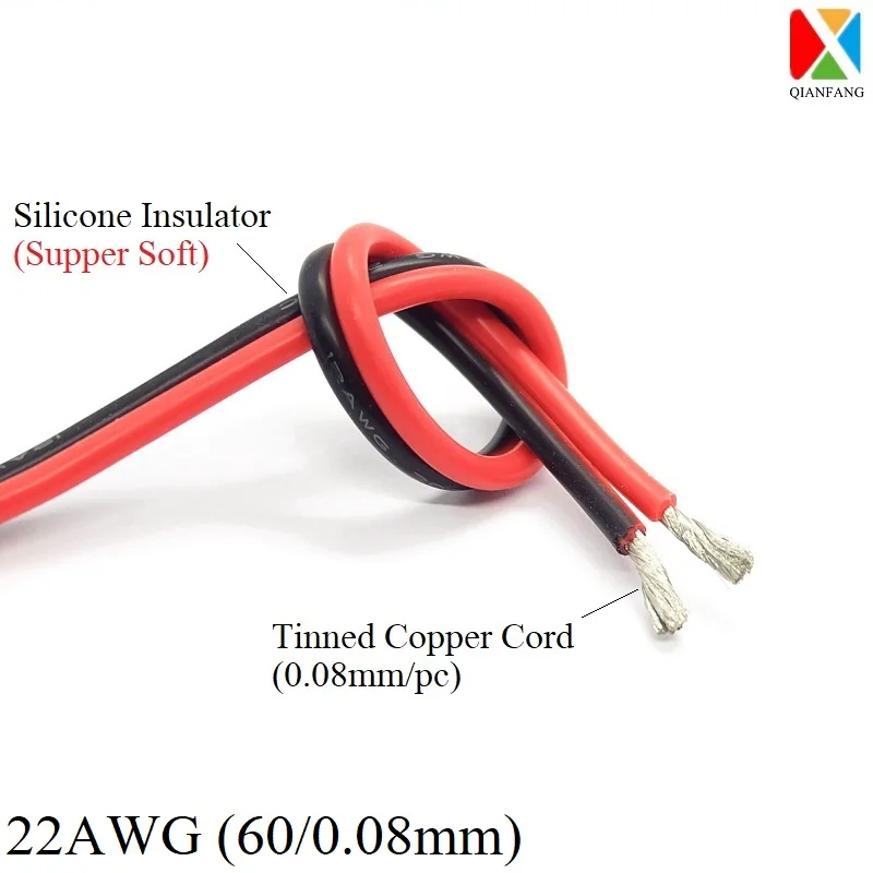 1 м 2Pin удлинитель 22AWG силиконовый супер мягкий медный кабель освещение шнур