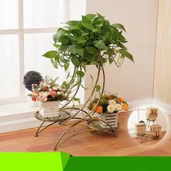 Support à fleurs en fer de Style européen, orchidée suspendue à plusieurs étages, balcon au sol, salon, Pot d'intérieur, Rose verte 
