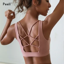 Peeli ударопрочный спортивный бюстгальтер Топ для фитнеса Для женщин спортивный бюстгальтер для спортзала спортивный Bh пуш-ап бюстгальтер с подушечками для йоги универсальная спортивная футболка одежда для активного отдыха