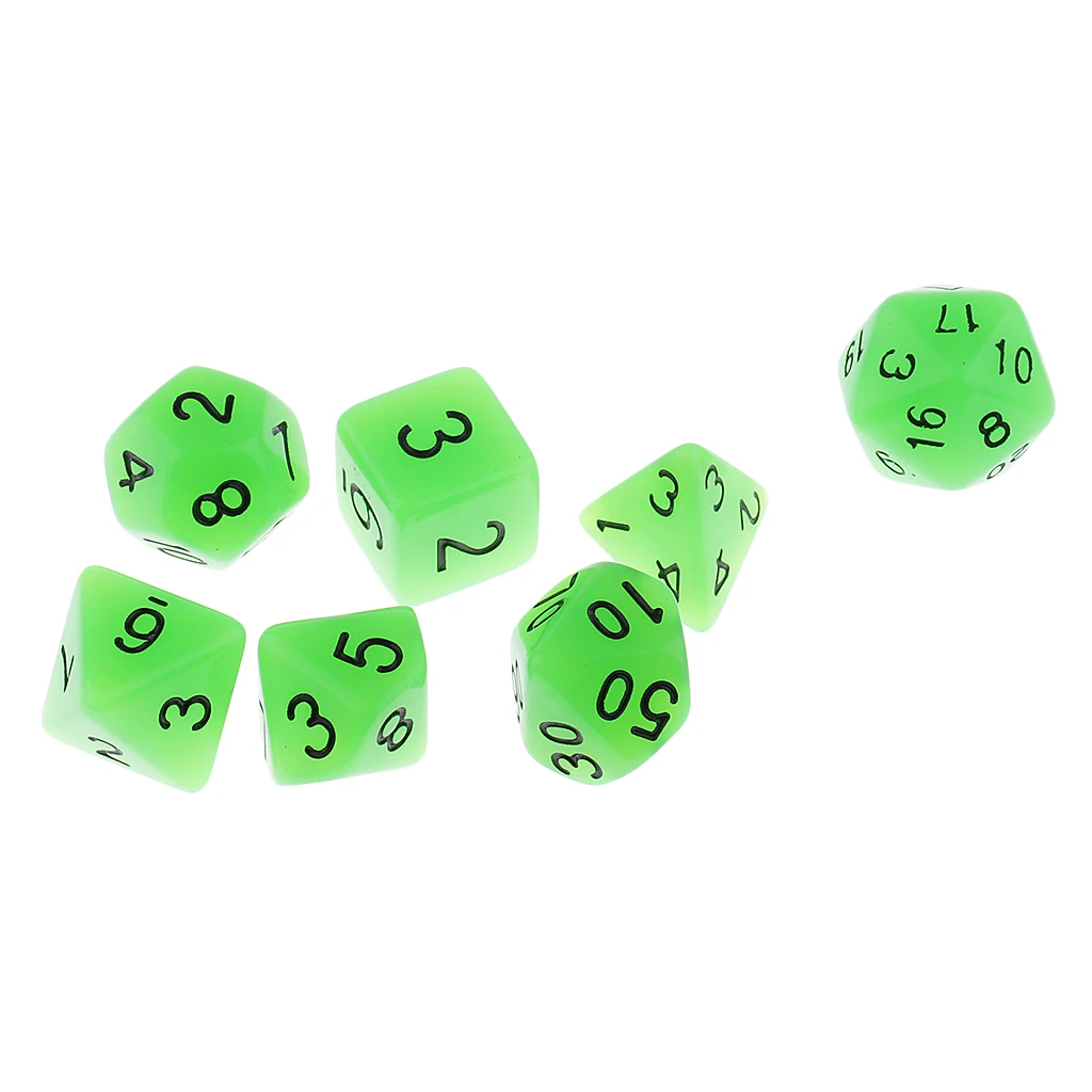 14 штук Пластик многогранные кубики светится в темноте для DND TRPG MTG Настольная игра
