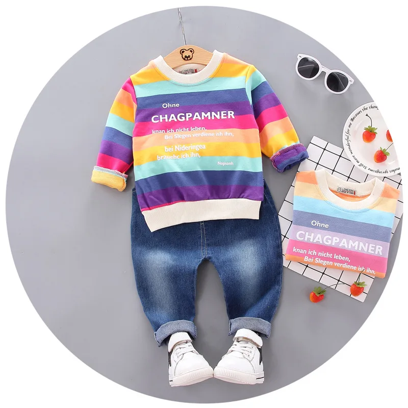 

Childrenswear Spring And Autumn Men And Women Children Rainbow Hoodie Long-sleeve Suit 1-3 Baby Nursing Sports Clothing