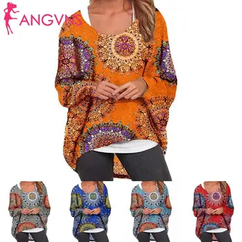 

Women O Neck Long Batwing Sleeve Regular Shirts Print None Spring/Autumn Casual Blouse Tops