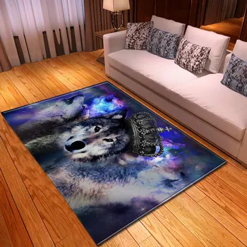 

Cartoon Crown Wolf 3D Printing Carpets for Living Room Bedroom Area Rugs Flannel Child Room Decor Carpet Kids Play Crawl Mat/Rug