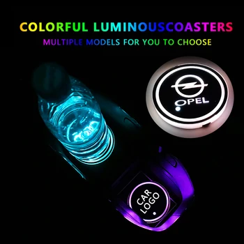

2pcs Car Luminous Light LED Drink Coaster Anti Slip for Opel Astra H G J Insignia Mokka Zafira Corsa Vectra C D Car Accessories