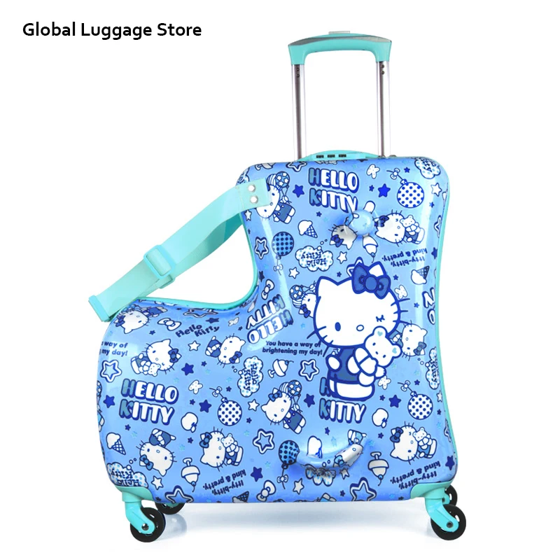 Hellokitty Дети Багаж многофункциональный может кататься на скутере багаж сумка водонепроницаемый носить-resisrant чемоданы и дорожные сумки - Цвет: Blue