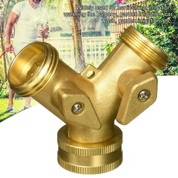 

3/4 inch Hose Pipe Splitter Y Shape Two Way Solid Brass Hose Pipe Splitter Outdoor Home Garden irrigating water connection