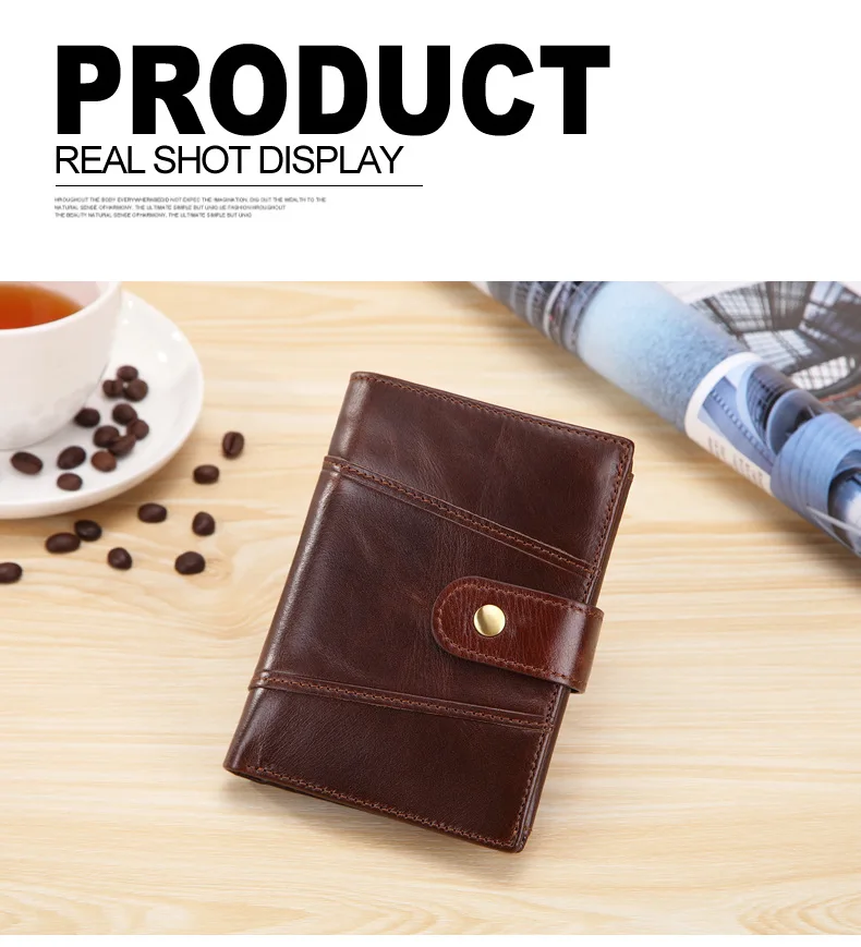 New Men Wallets Genuine Leather Purse Bag Male Certificate Package Short Billetera Coin Pocket Big Capacity Card Holder