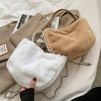 

fluffy bags Winter New Fashion Shoulder Bag Soft Warm Fur Bag Crossbody Bag Female Bag Plush Handbag Messenger Bag Women 2020