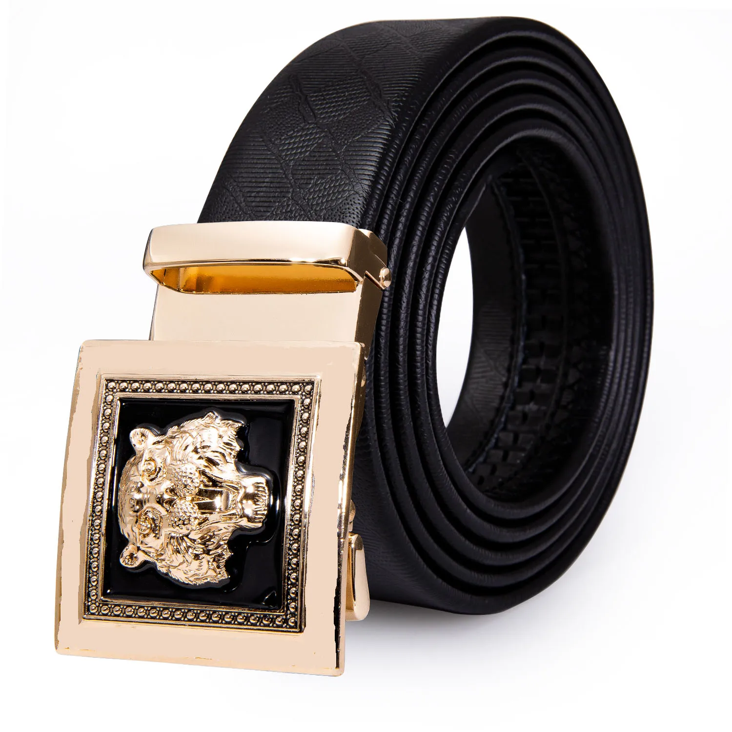 

Brand Genuine Leather Men's Belt Business Fashion Designer Tiger Pattern Decorative Alloy Square Automatic Buckle Belt DiBanGu