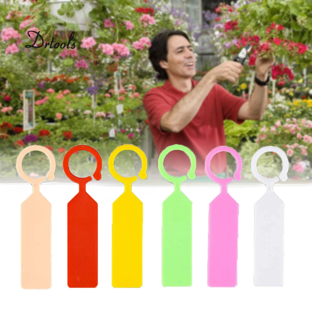 50Pcs Plastic Plant Labels Colored Nursery Garden Hanging Plant Tags  Re-Usable Plant Markers Hook Tree Tags (7Colors)