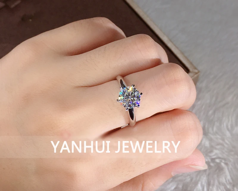 With Certificate Luxury 18K White Gold Ring Original 2.0ct Zirconia Diamond Wedding Band Silver 925 Jewelry Women Love Gift R168 - Image 5