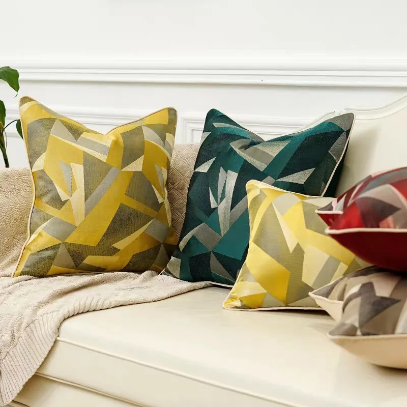 

Modern Tangram Puzzle Printed Cushion Cover Luxury Blackish Green Pillowcase Decor for Living Room Sofa Waist Pillowcase