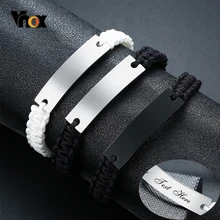 Vnox мужские браслеты с индивидуальным именем Дата Начальная Цитата гравировка Длина регулируемый шнур унисекс ювелирные изделия