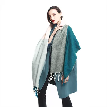 

Korean version of autumn and winter two-color new plaid imitation cashmere tassel scarf hundred-length scarf air-conditioning