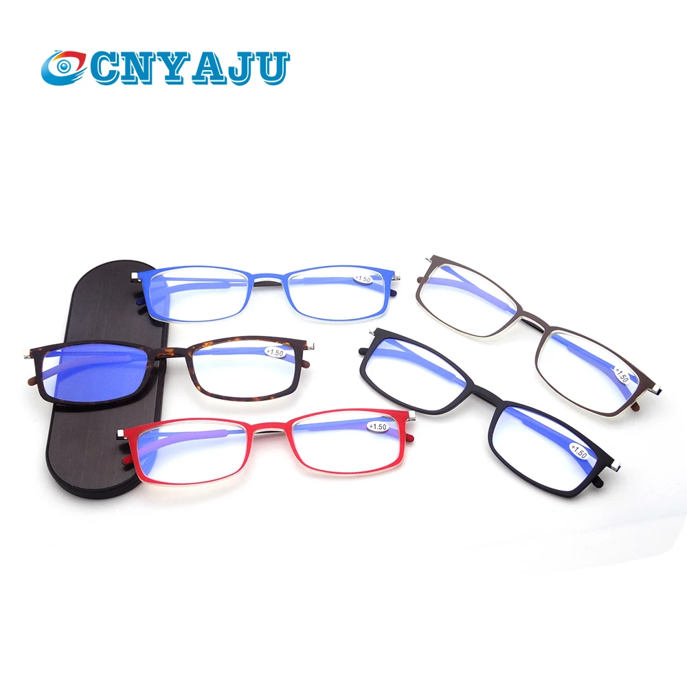 

CNYAJU High Quality Ultra Light Anti-blue Light Reading Glsses Men with Case Metal Frame Presbyopia Glasses Women TR90 Gafas