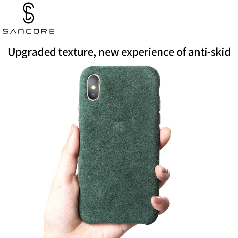 Tanie SanCore dla iPhone X Xr XS Max etui na telefon skóra ALCANTARA Fasion biznes Anti fall skóra luksusowy telefon komórkowy premium Anti wear