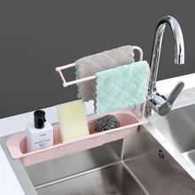  Telescopic Kitchen Sink Shelf Storage Soap Sponge Drain Rack Basket Faucet Holder Adjustable Bathroom Holder Rectangular Home 